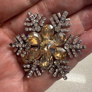 Sparkly Crystal Snowflake Brooch NWOT